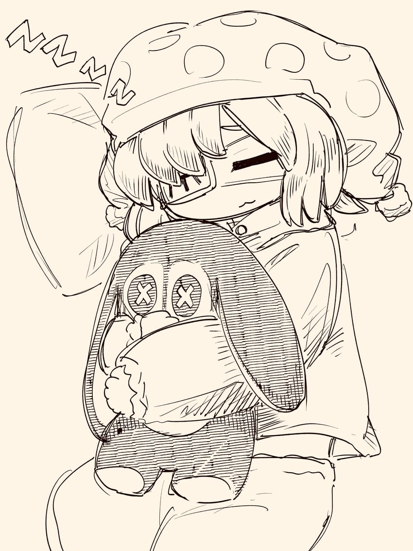 明日方舟、泡普卡 (明日方舟) 1名女孩 猫脸笑 替换服装 闭眼 闭嘴
