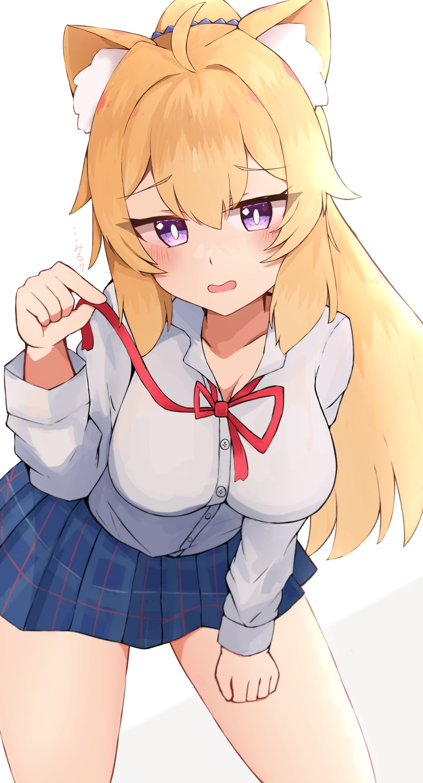 原创 1名女孩 呆毛 兽耳毛 兽耳 金发