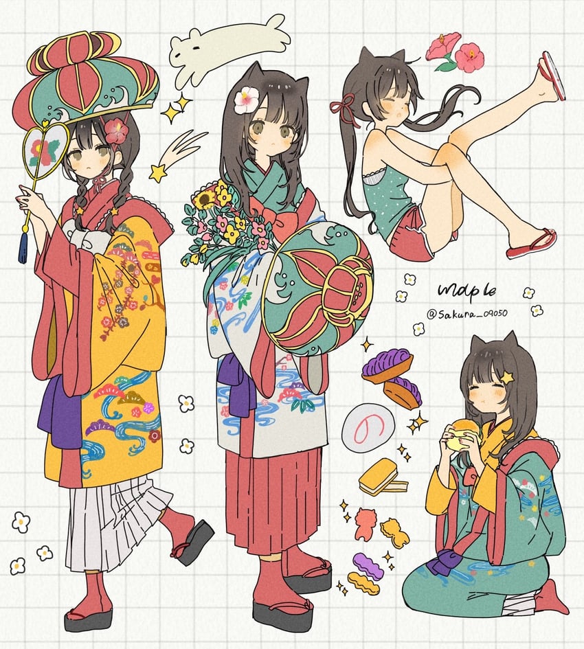 原创 1名女孩 兽耳 棕眼睛 棕发 猫耳