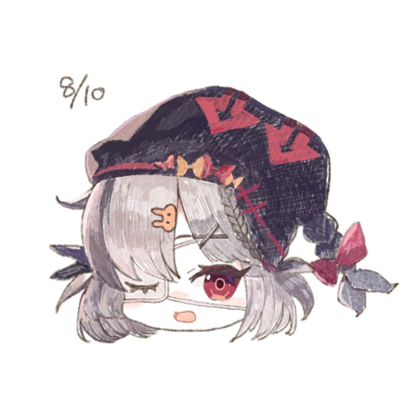 明日方舟、泡普卡 (明日方舟) 针织帽 黑帽子 蝴蝶结 有日期 眼罩