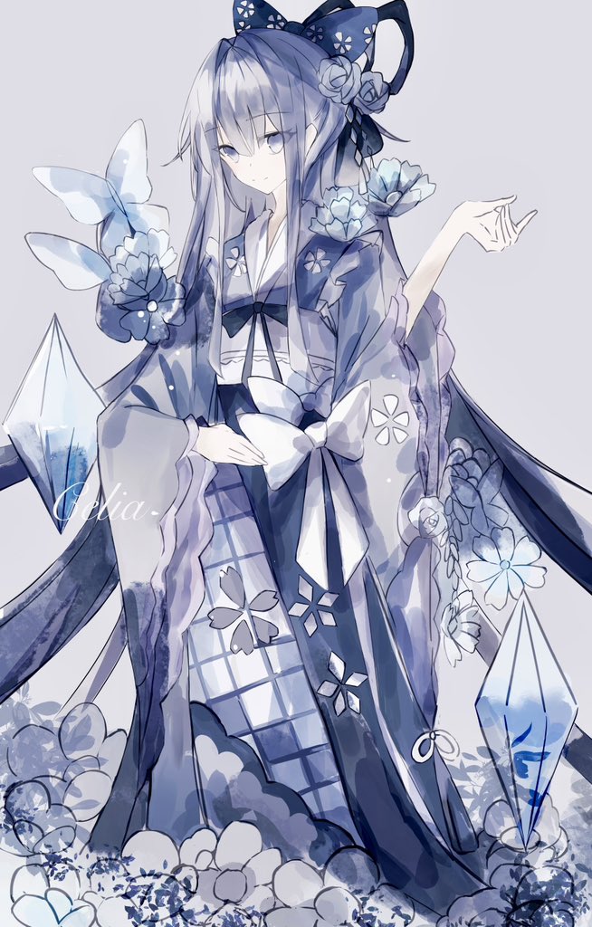韵律源点 Arcaea、对立 (Arcaea) 1名女孩 替换服装 黑发 蓝色连衣裙 蓝眼