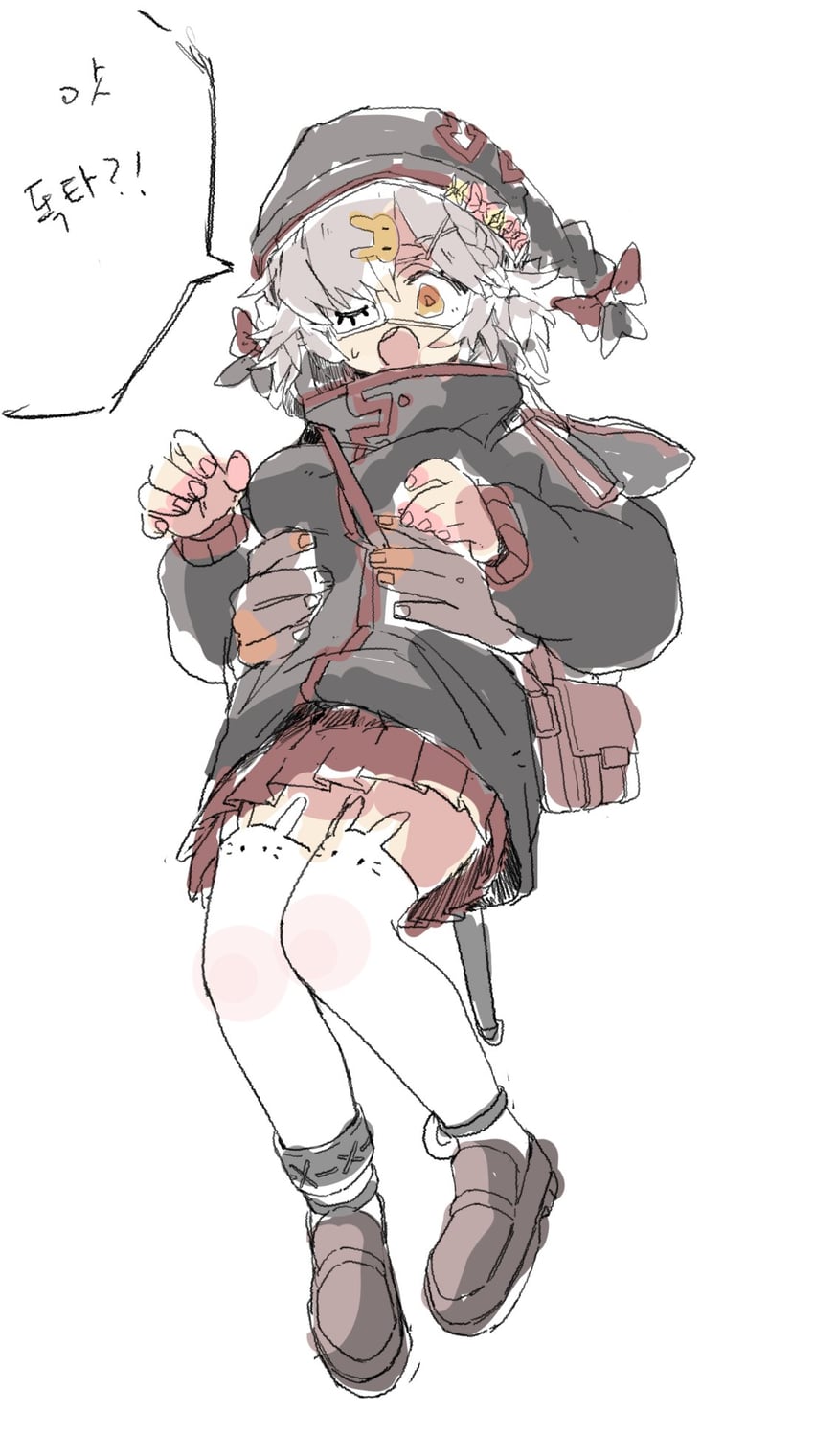 明日方舟、泡普卡 (明日方舟) 1名女孩 异形乳量 (大) 动物花纹 脚链 包
