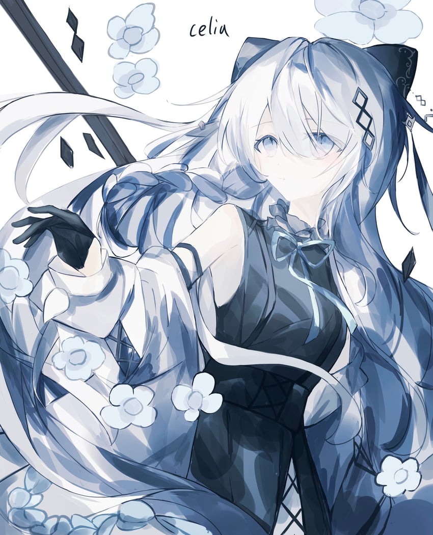 韵律源点 Arcaea 1名女孩 兽耳 作者名 露肩 黑色连衣裙