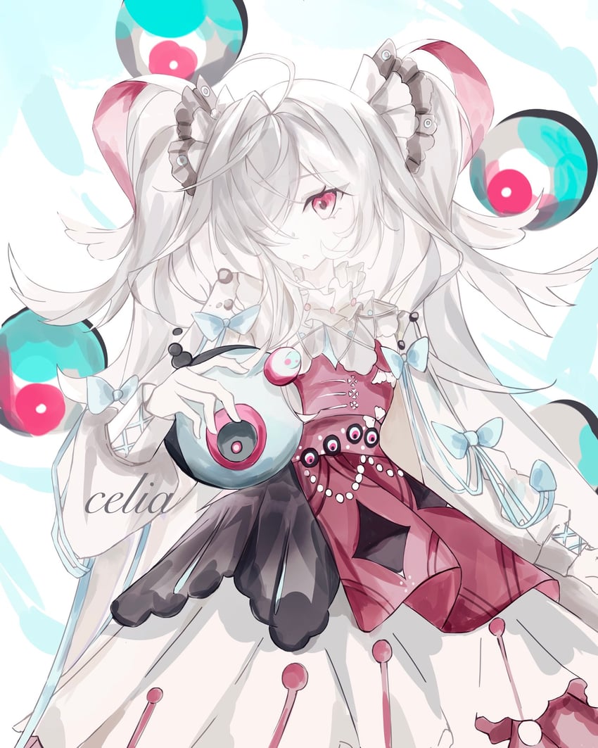 韵律源点 Arcaea、yuno (arcaea) 1名女孩 惊讶 呆毛 作者名 蓝色蝴蝶结