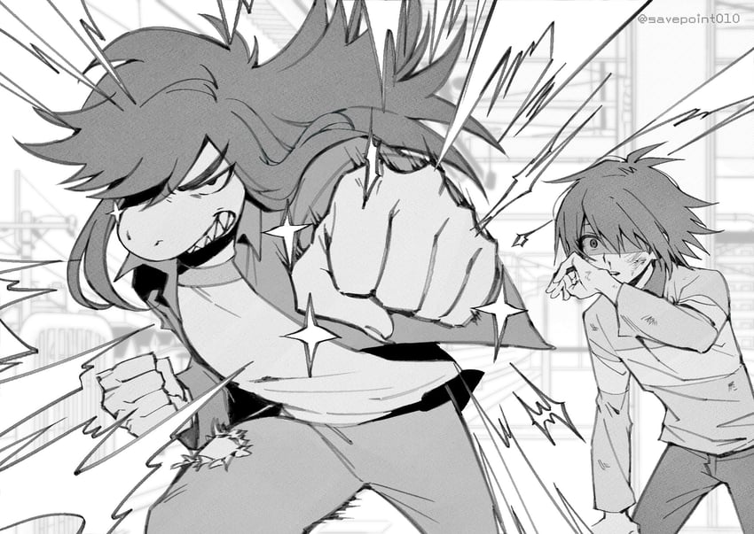 三角符文、Undertale/Deltarune、Kris (Deltarune) 1名女孩 1个其他角色 中性 呆毛 作者名