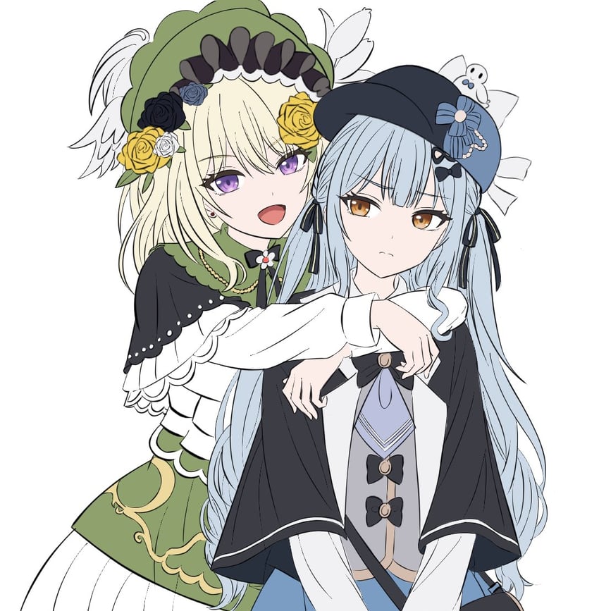 BanG Dream!、Bang Dream! It's MyGO!!!!!、魔法少女的小镇审判 2名女孩 :D 黑色小披肩 黑帽子 黑色丝带