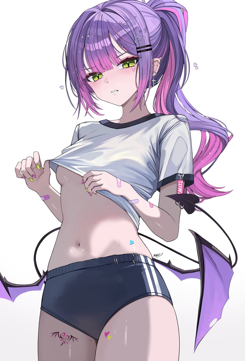 Hololive、常暗永远 1名女孩 创可贴 手臂上的绷带 蓝色布鲁玛 乳房