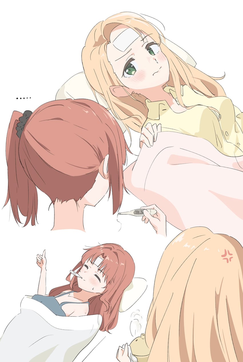 神稻牡丹：醉态如百合之花、北森八重香、游佐茜 2名女孩 青筋 金发 吊带背心 有领衬衫