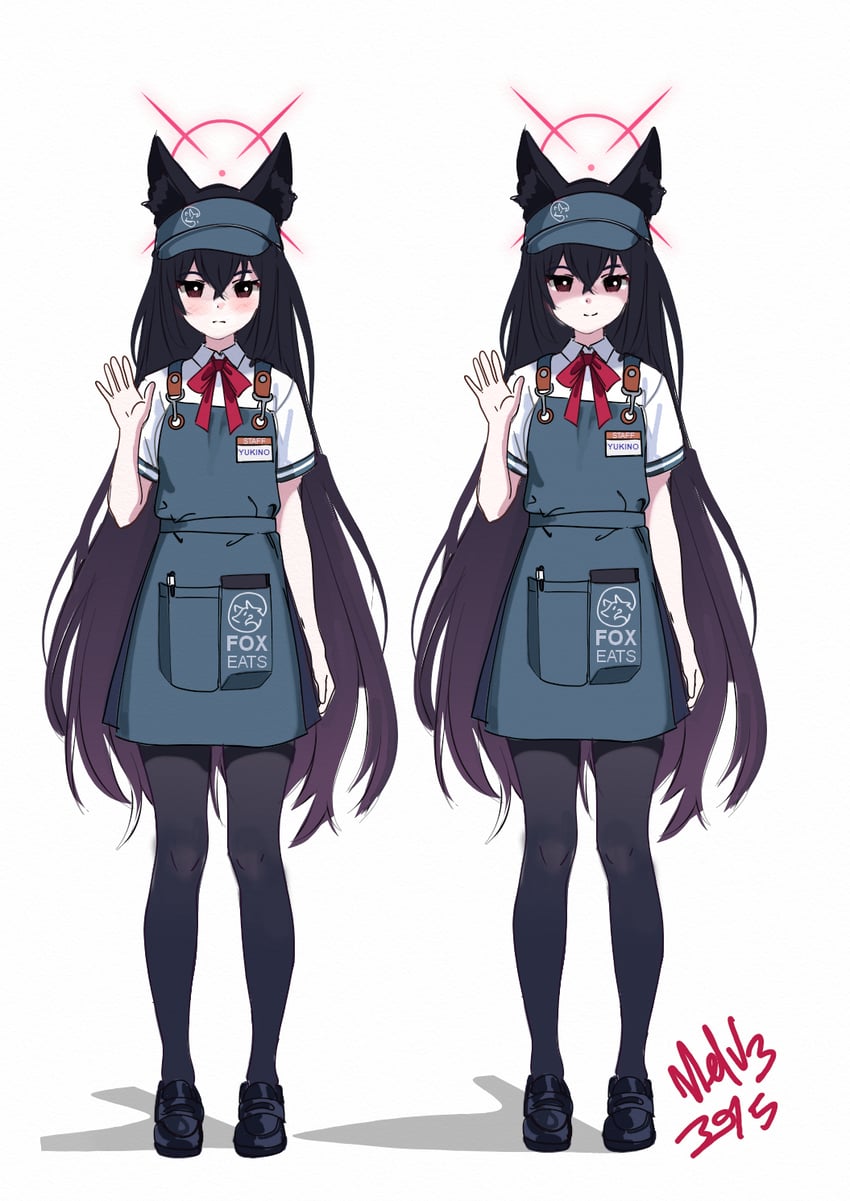 蔚蓝档案、雪乃 (蔚蓝档案) 1名女孩 兽耳毛 兽耳 黑发 黑色连裤袜