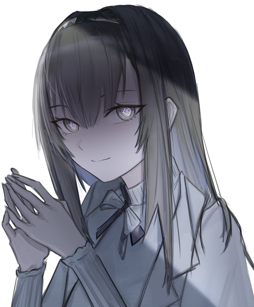 明日方舟、普瑞赛斯 (明日方舟) 1名女孩 黑瞳 黑发 闭嘴 灰色夹克