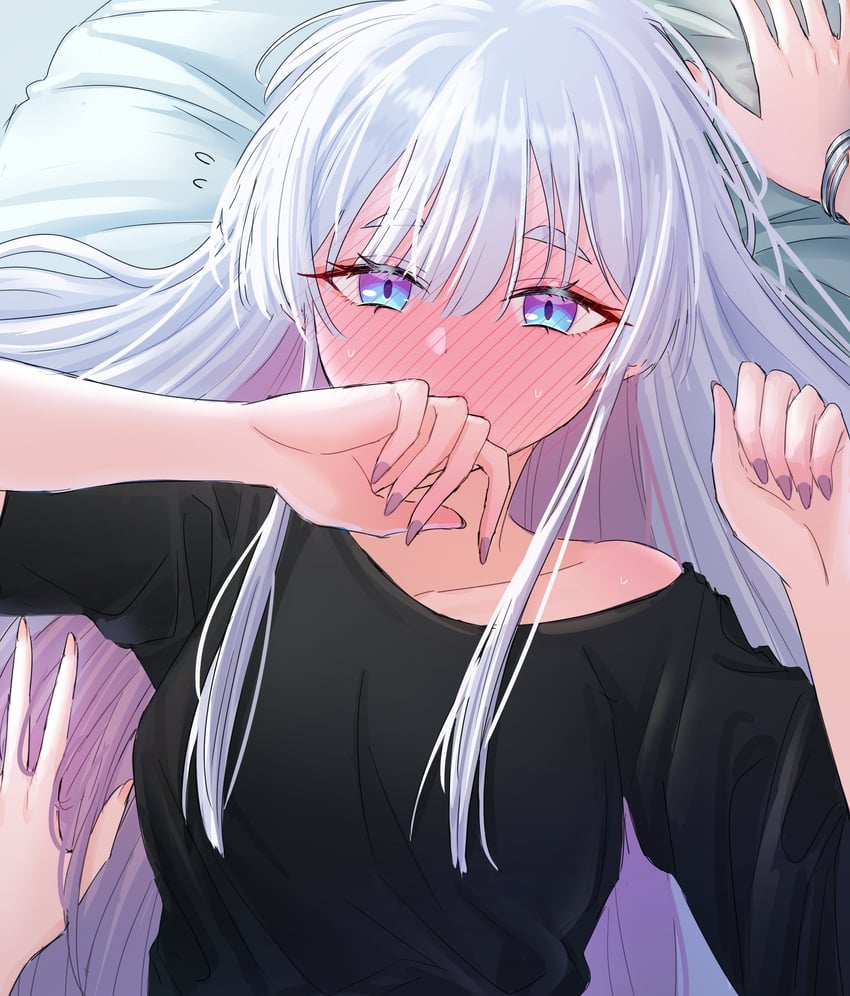 超辉夜姬!、留奈美八千代、坂寄伊吕波 2名女孩 蓝眼 脸红 手链 挂耳染