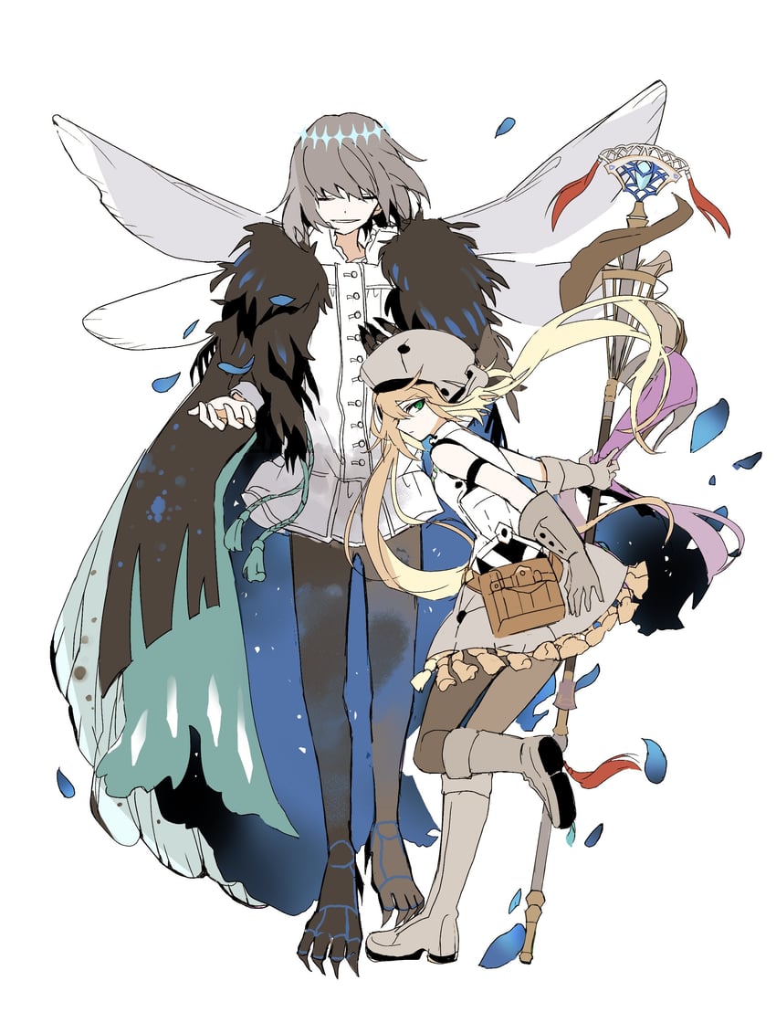 Fate/Grand Order、Fate系列、阿尔托莉雅·卡斯特 (Fate) 1名男孩 1名女孩 水蓝色披风 水色瞳 臂环
