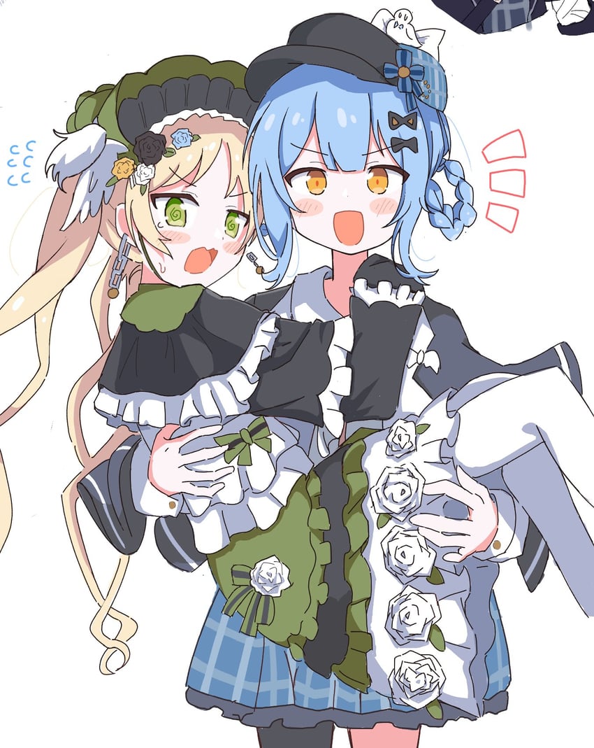 魔法少女的小镇审判、立花雪莉、外能范奈 2名女孩 @_@ 帽子上的鸟饰 黑色小披肩 黑帽子