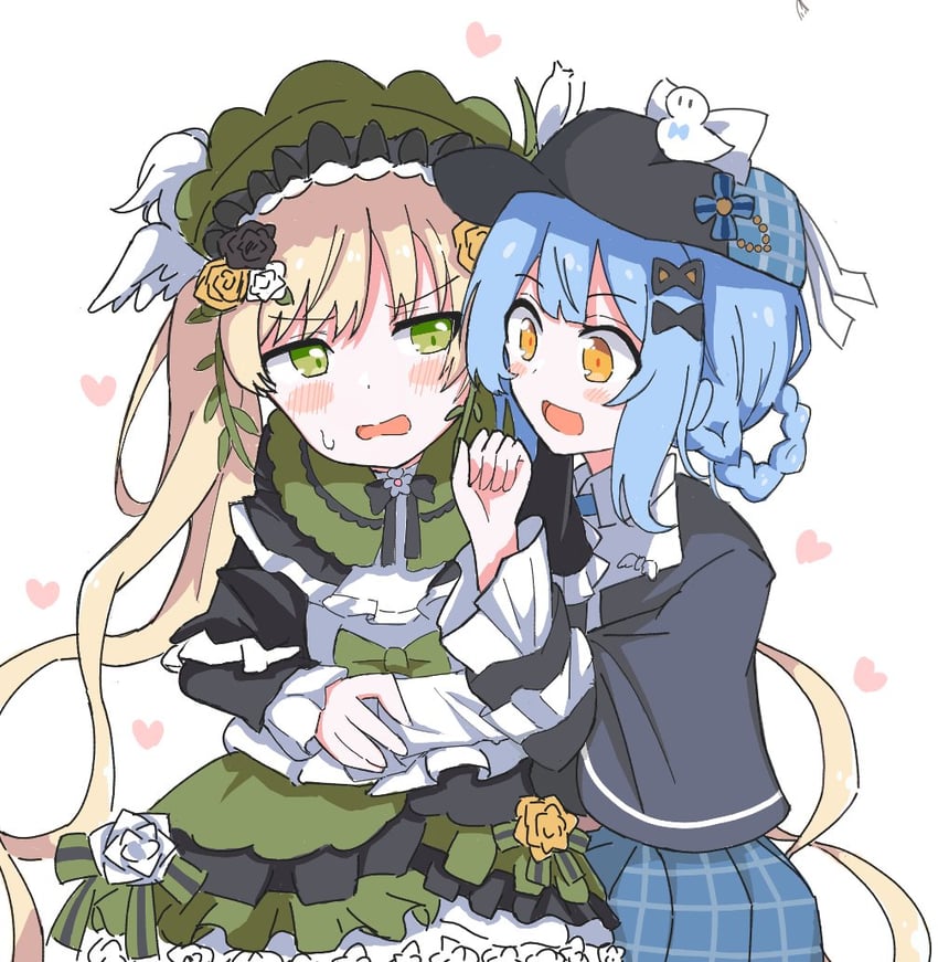 魔法少女的小镇审判、立花雪莉、外能范奈 2名女孩 帽子上的鸟饰 黑色小披肩 黑花 黑帽子