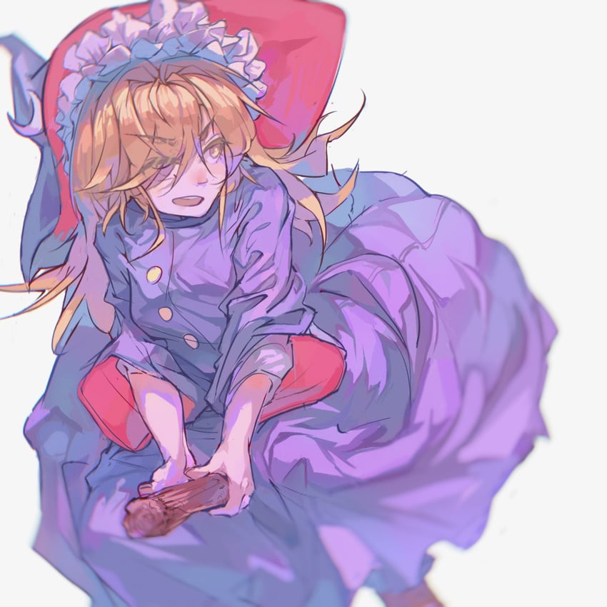 东方Project、东方Project (PC-98)、雾雨魔理沙 1名女孩 金发 扫帚 骑扫帚 新月