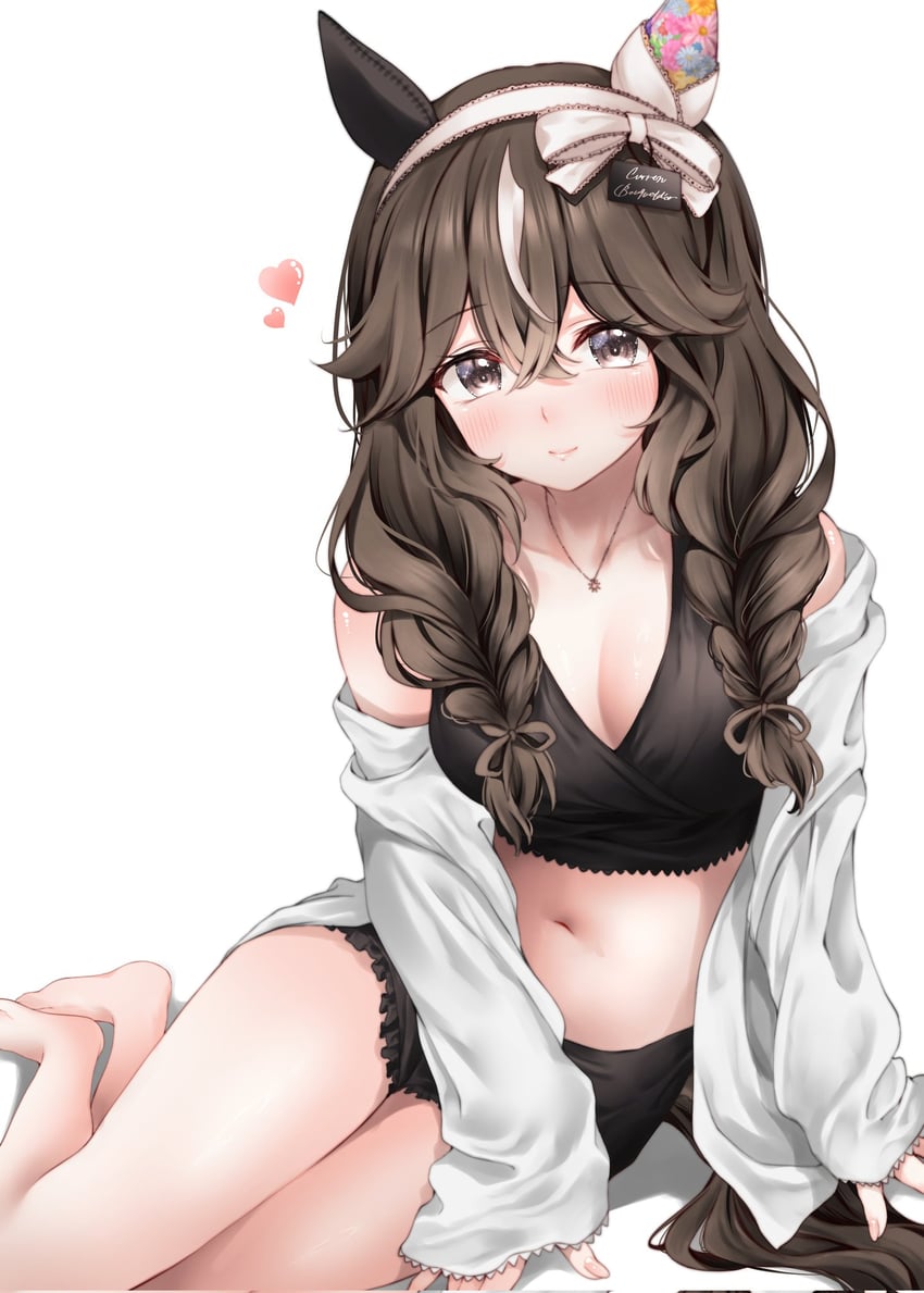 赛马娘、库伦花束 (赛马娘) 1名女孩 兽耳 露肩 比基尼 黑色比基尼