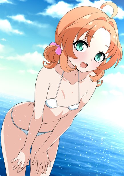 名侦探光之美少女、光之美少女、明智杏奈 1名女孩 呆毛 露肩 比基尼 蓝天