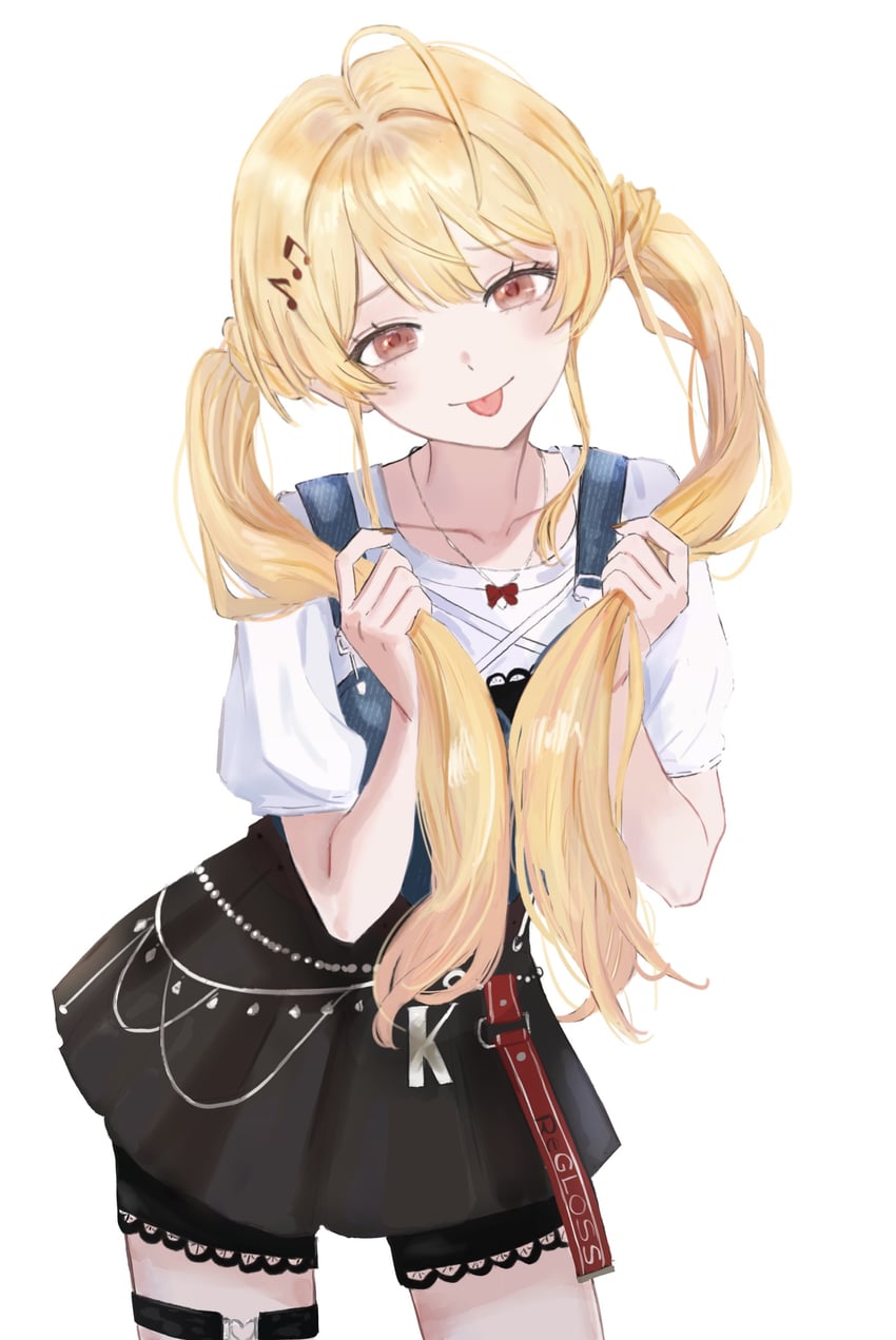 Hololive、hololive DEV_IS、otonose kanade 1名女孩 呆毛 不同发型 腰带 黑色裙子