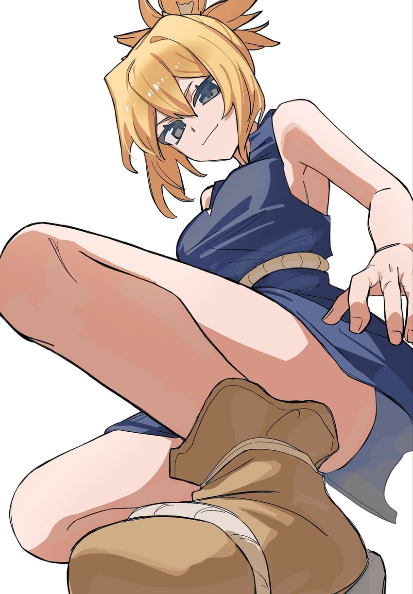 石纪元、琥珀 (Dr. STONE) 1名女孩 异色瞳 裸臂 裸腿 露肩