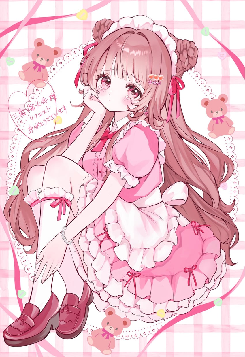 个人势虚拟主播、miminami ruby 1名女孩 卧蚕 围裙 后背蝴蝶结 蝴蝶结