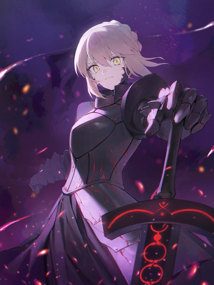 Fate/stay night、Fate系列、宛若天堂 1名女孩 铠甲 铠甲裙 黑色护甲 黑色连衣裙