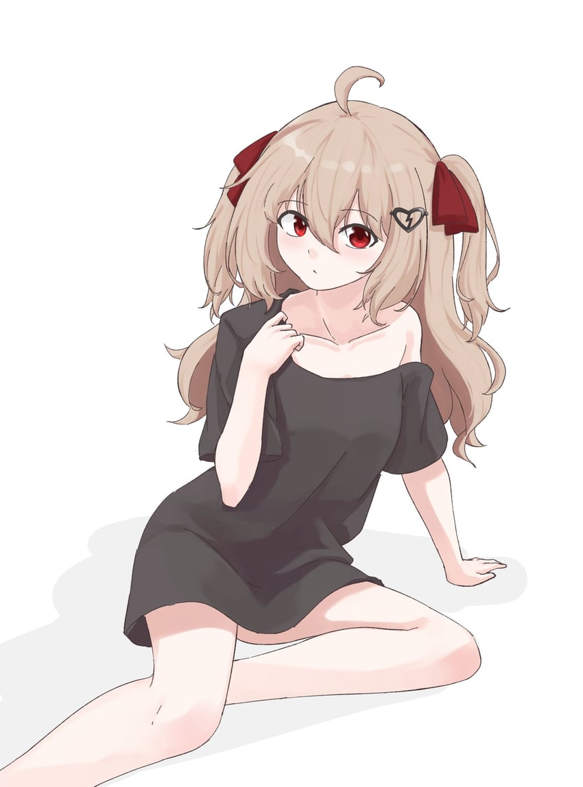 Vedal AI、Evil Neuro-sama 1名女孩 呆毛 替换服装 手臂支撑 黑衬衫