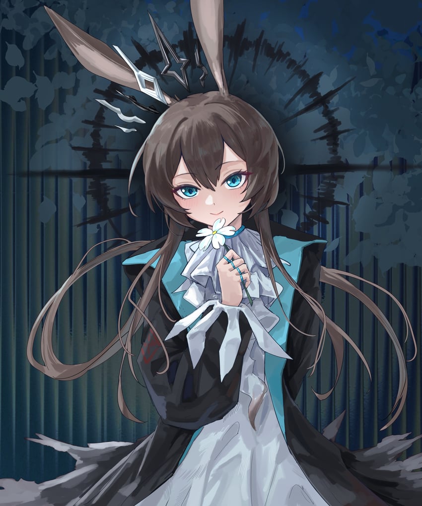明日方舟、阿米娅 (明日方舟)、阿米娅 (医疗) (明日方舟) 1名女孩 :D 兽耳 黑色夹克 蓝眼