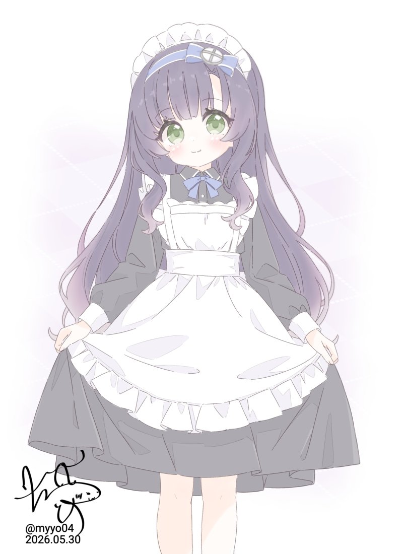 舰队Collection、松轮 (舰队Collection) 1名女孩 替换服装 围裙 黑色连衣裙 黑发
