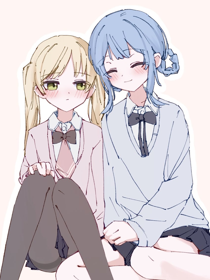 魔法少女的小镇审判、立花雪莉、外能范奈 2名女孩 替换服装 黑色连裤袜 黑色裙子 金发