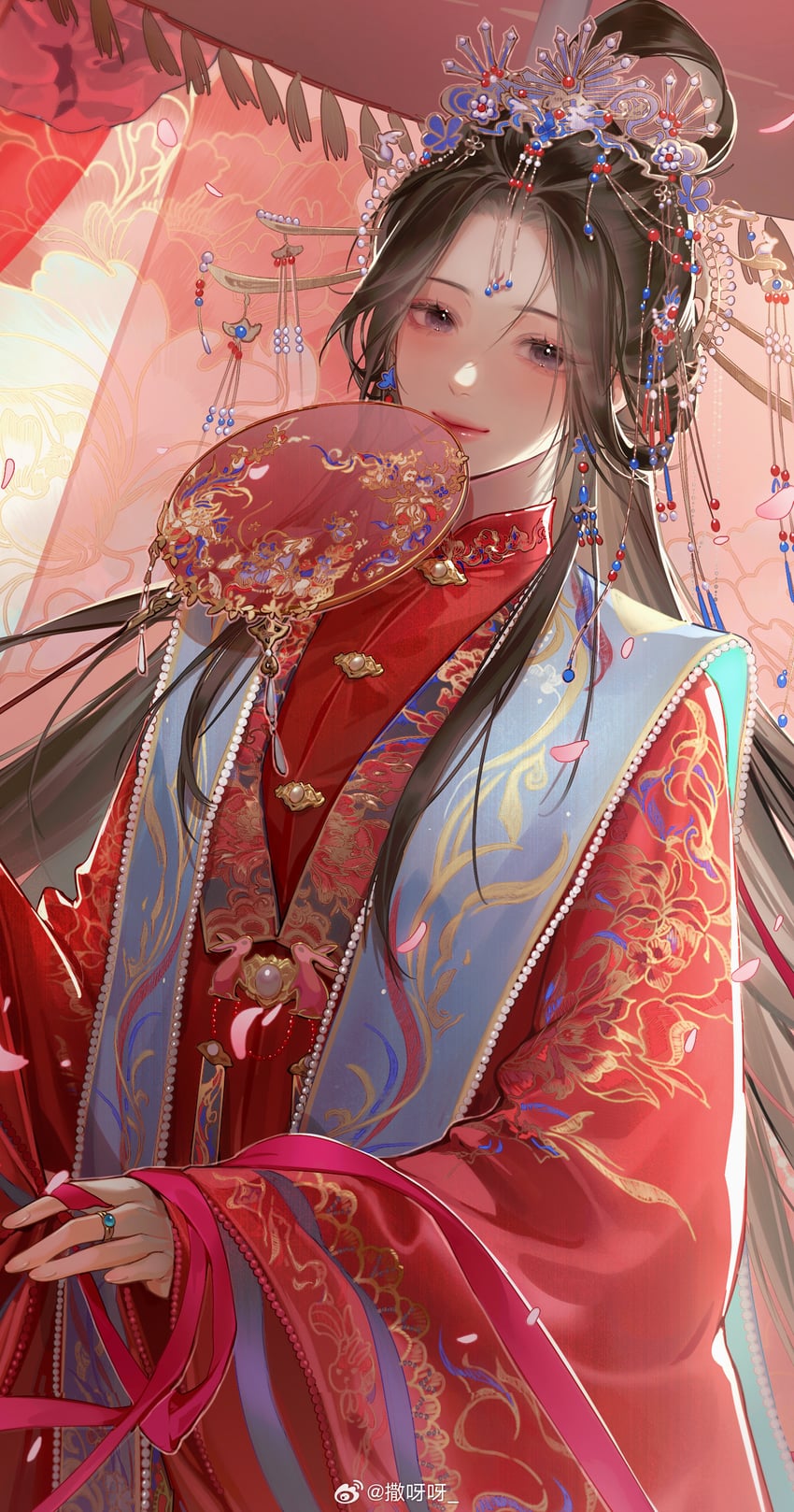 以闪亮之名 1名女孩 褙子 黑发 蓝色宝石 蓝色围巾
