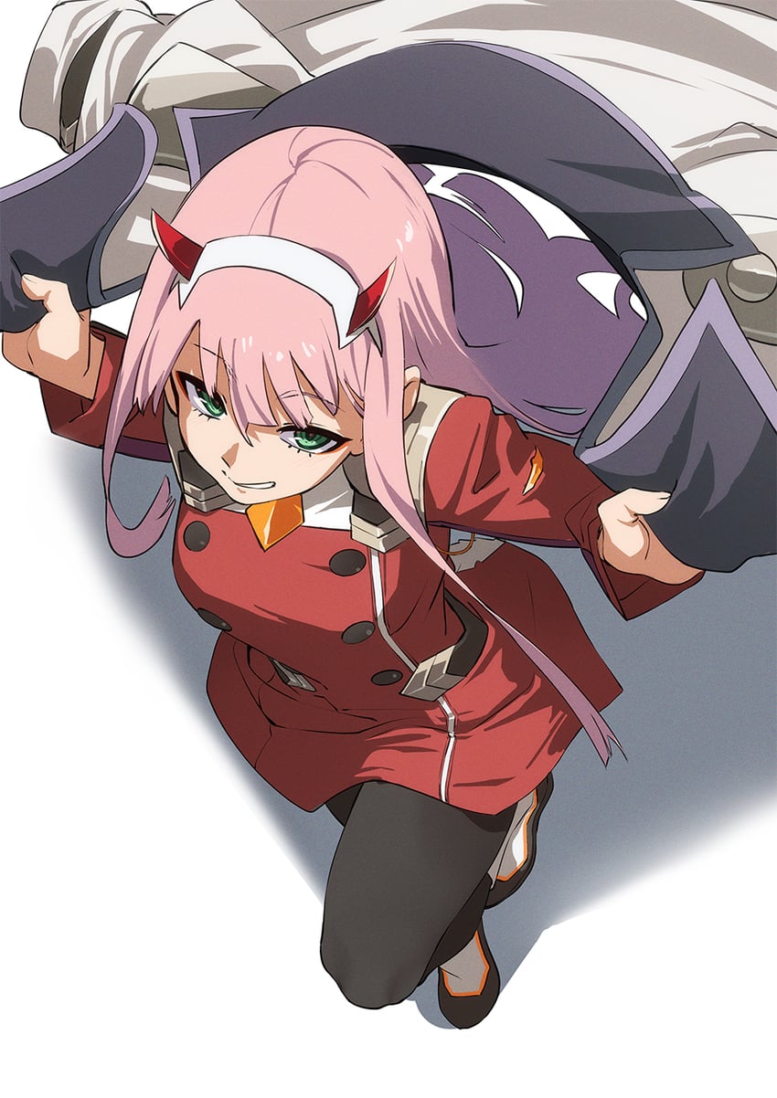 Darling in the Franxx、02 (Darling in the Franxx) 1名女孩 黑裤子 外套 俯视 绿眼