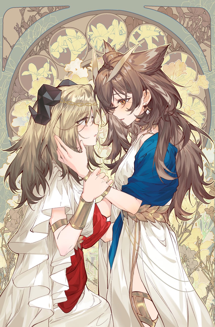 音律联觉、明日方舟、伊芙利特 (明日方舟) 2名女孩 替换服装 金发 棕眼睛 棕发