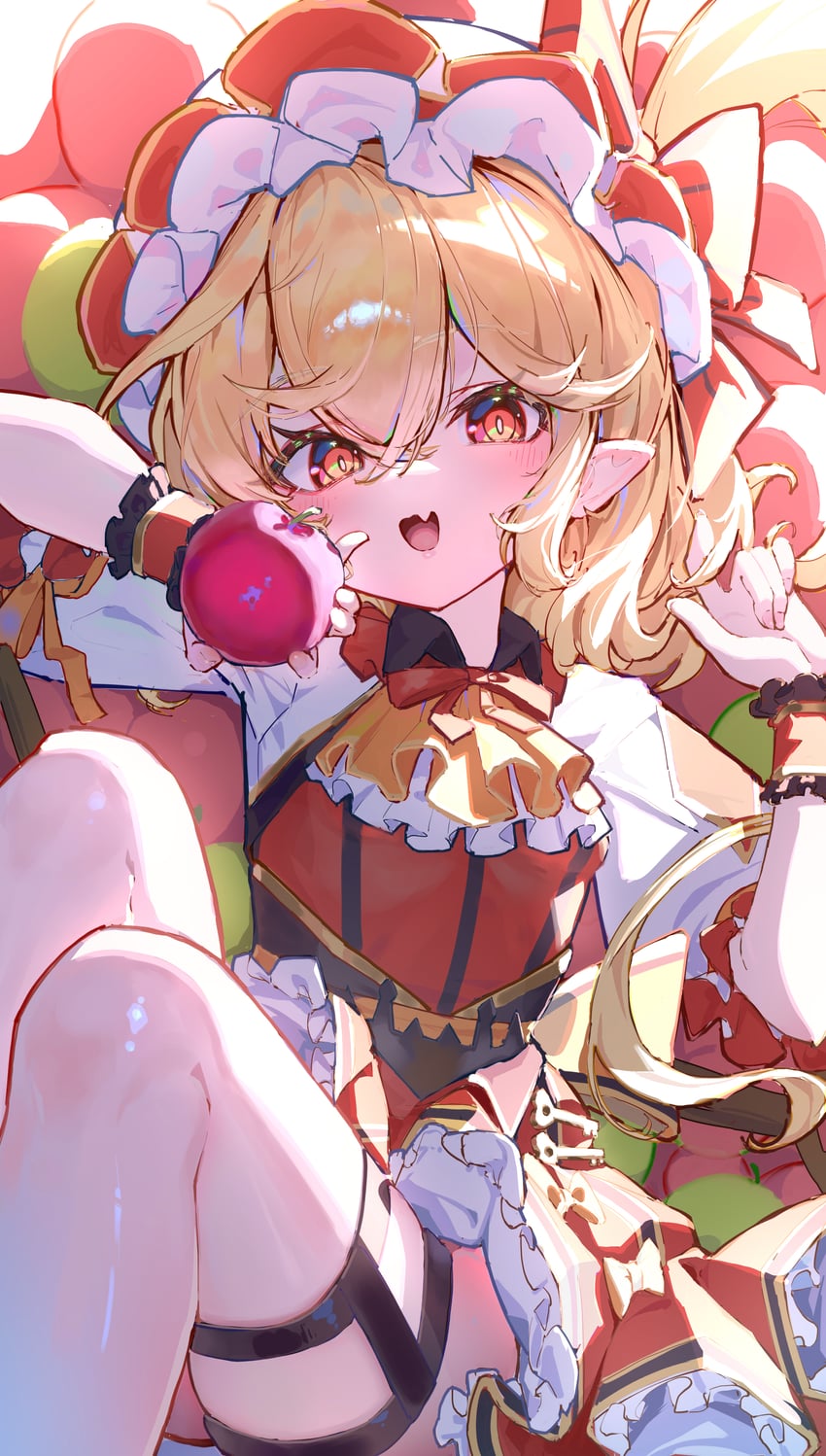 东方Project、芙兰朵露·斯卡蕾特 1名女孩 :D 改装服装 苹果 阿斯科特领巾