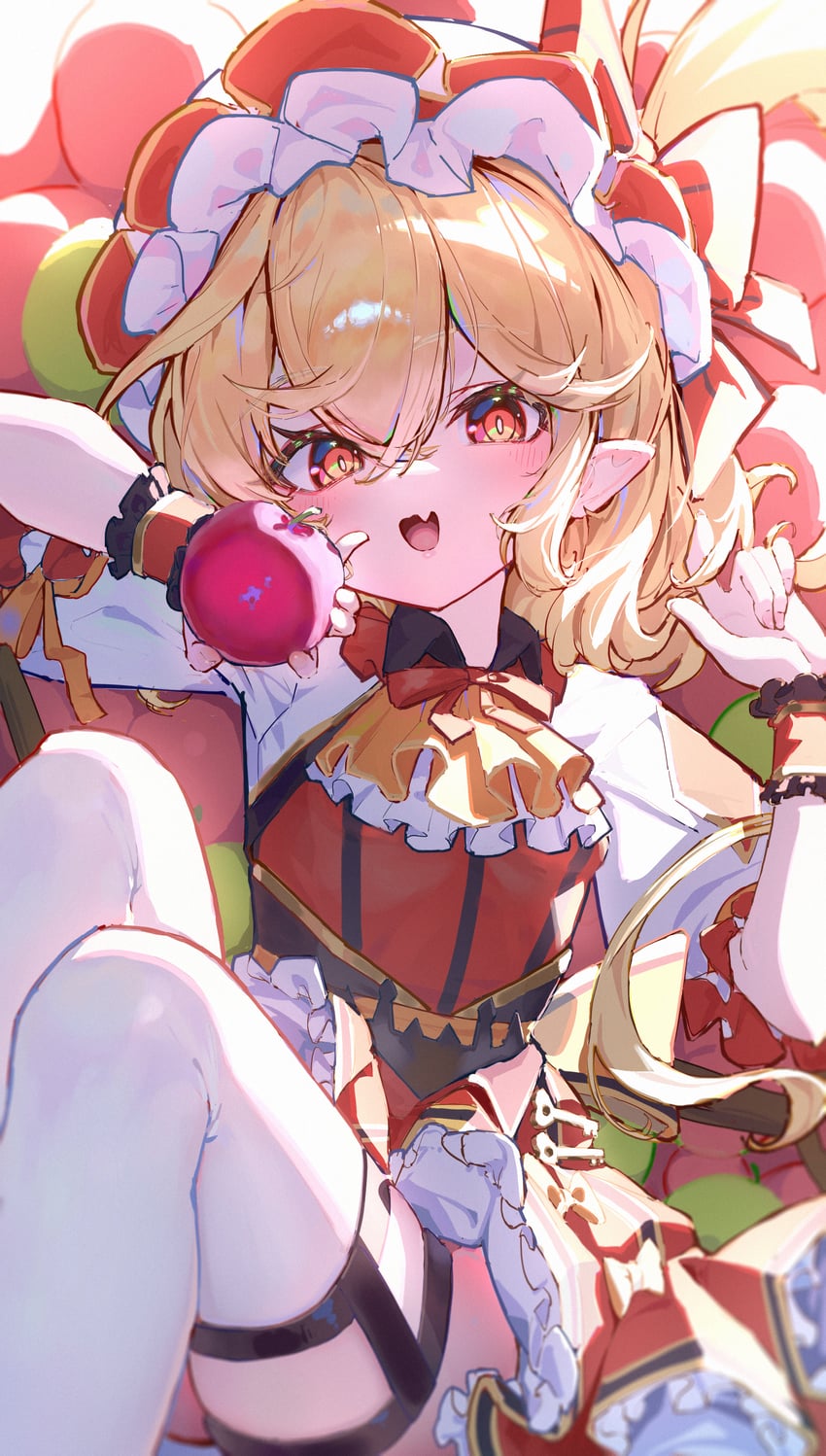 东方Project、芙兰朵露·斯卡蕾特 1名女孩 :D 改装服装 苹果 阿斯科特领巾