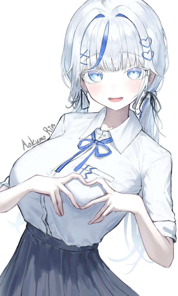 青云铃 1名女孩 蓝眼 蓝发 乳房 有领衬衫