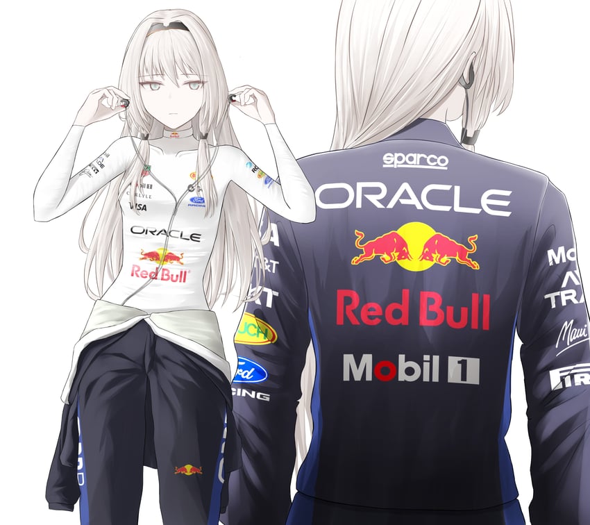 少女前线、AN-94 (少女前线) 1名女孩 黑色发带 蓝色连身衣 紧身连体衣 项圈