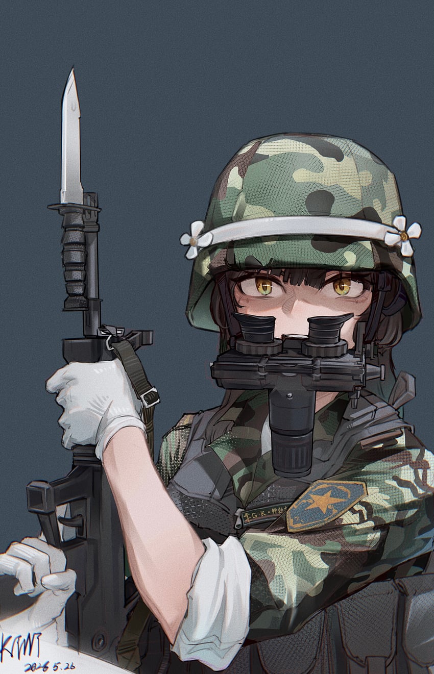 少女前线、少女前线2：追放、黛烟 (少女前线2：追放) 1名女孩 替换服装 突击步枪 刺刀 黑发