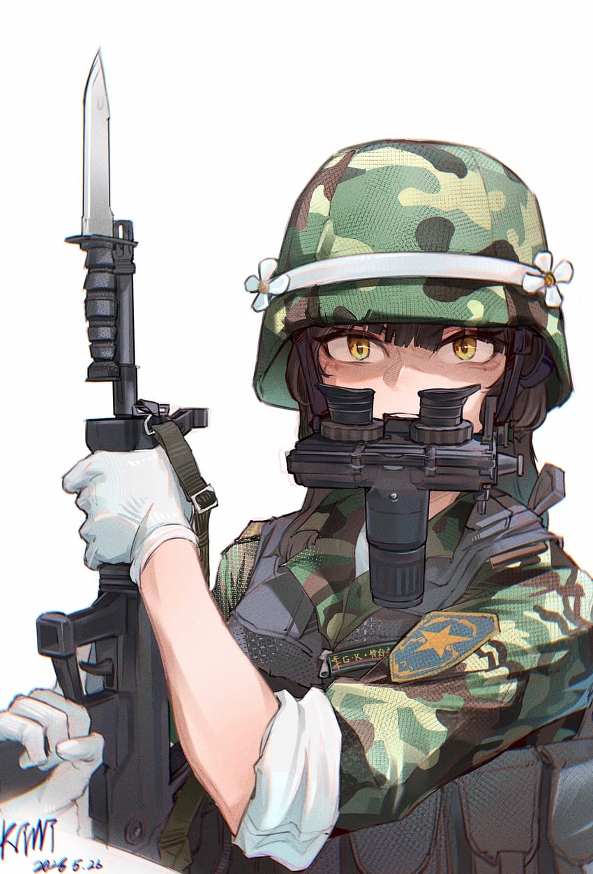 少女前线、少女前线2：追放、黛烟 (少女前线2：追放) 1名女孩 替换服装 突击步枪 刺刀 黑发