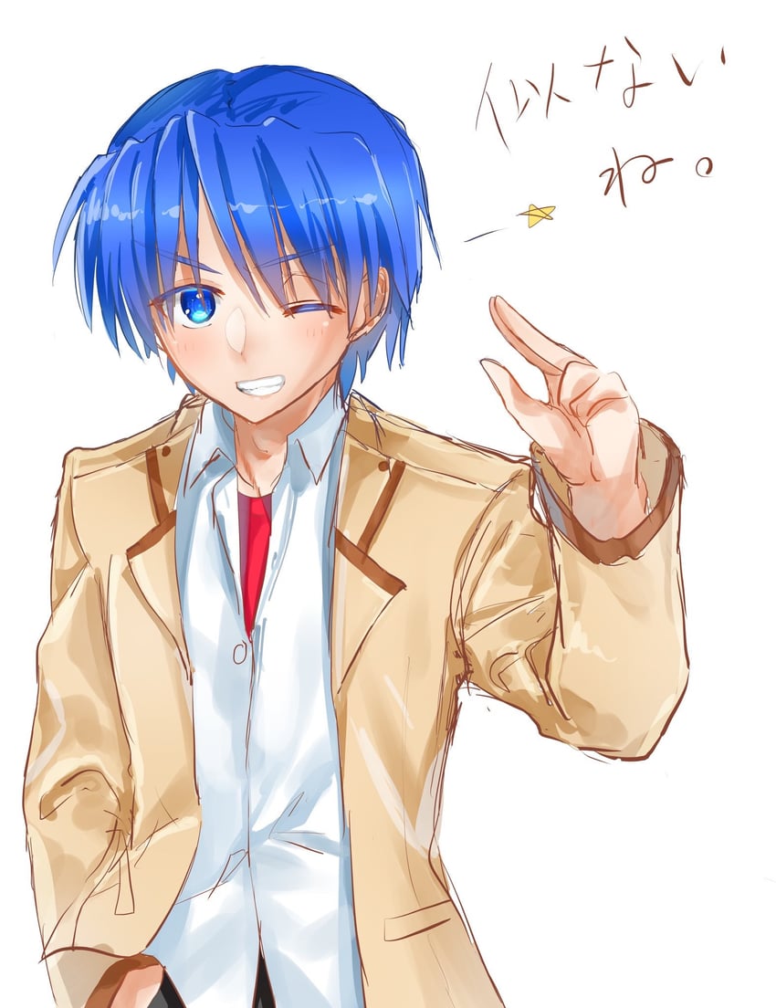 Angel Beats!、日向秀树 1名男孩 :D 微笑 蓝眼 蓝发