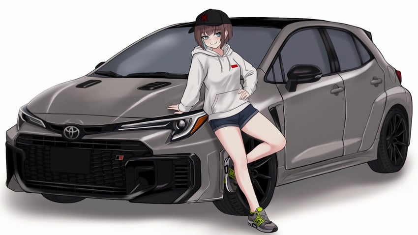 原创 1名女孩 裸腿 棒球帽 黑帽子 蓝眼