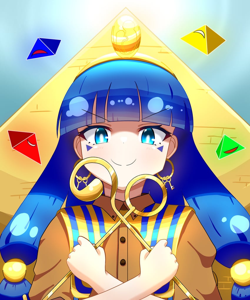东方Project、道神鸣子 1名女孩 蓝眼 蓝发 齐刘海 闭嘴