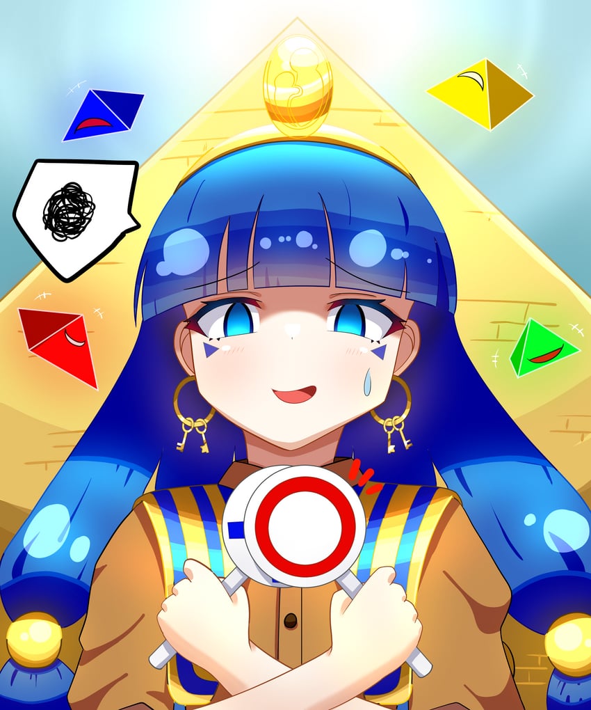 东方Project、道神鸣子 1名女孩 蓝眼 蓝发 齐刘海 闭嘴