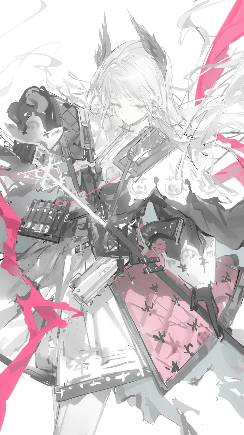 明日方舟、艾丽妮 (明日方舟) 1名女孩 黑色手套 黑色夹克 闭嘴 手套