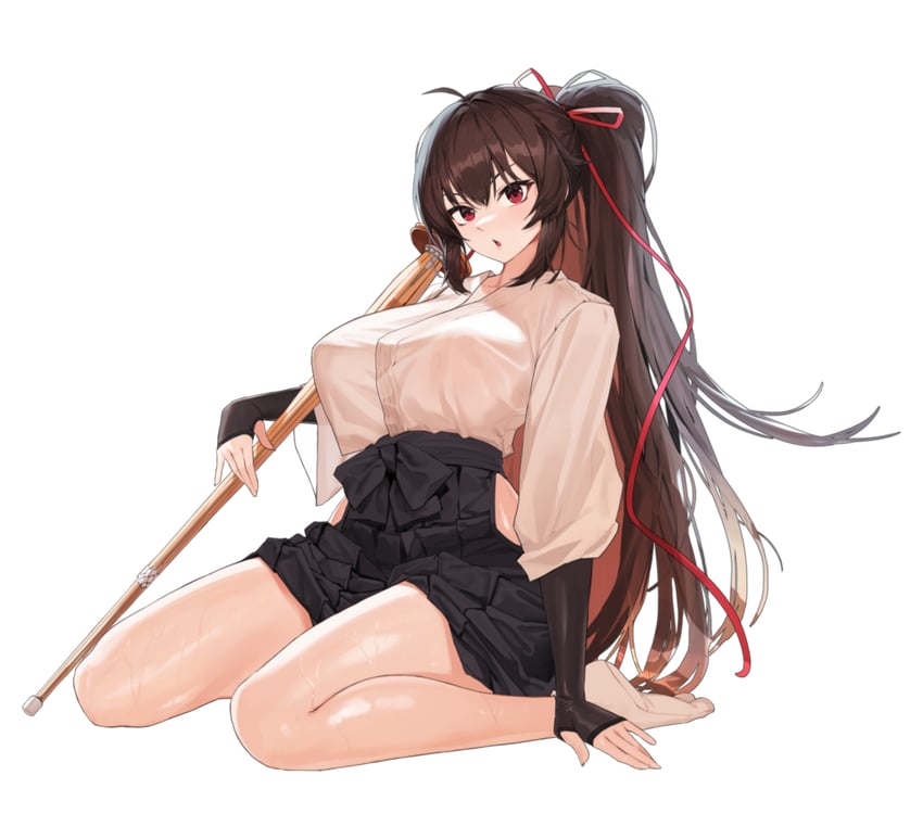 最后起源、灵魂武器、莉莉丝·尤玛 1名女孩 惊讶 黑色手套 黑色裙子 乳房