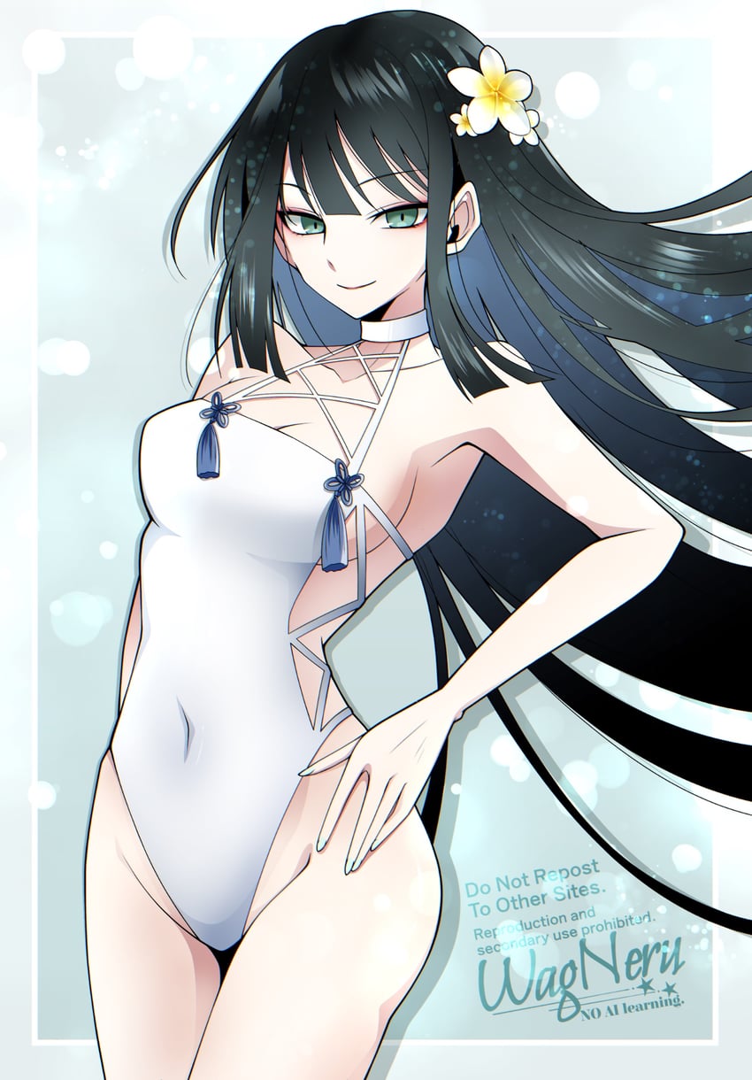 Fate/Grand Order、Fate系列、荆轲 (Fate) 1名女孩 露肩 黑发 乳房 乳沟