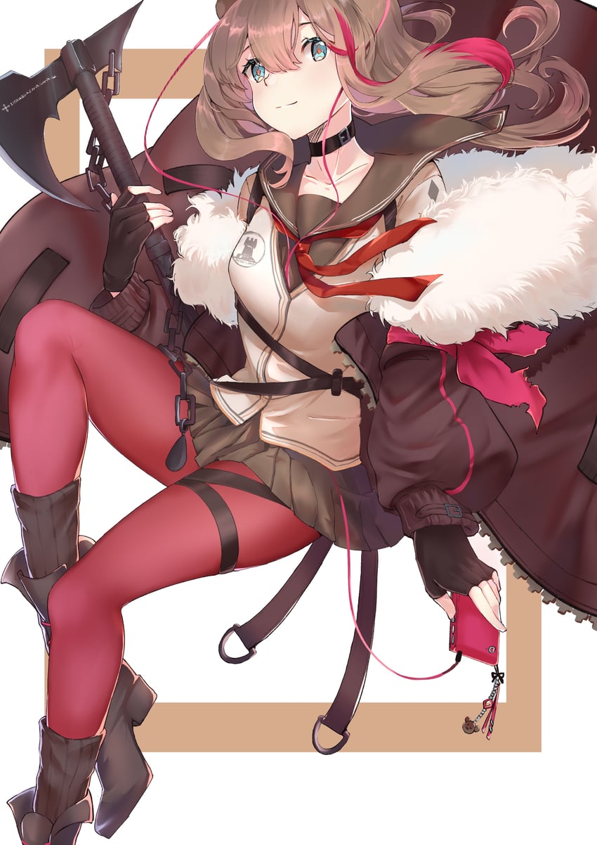 明日方舟、凛冬（明日方舟） 1名女孩 兽耳 斧头 熊耳 熊娘