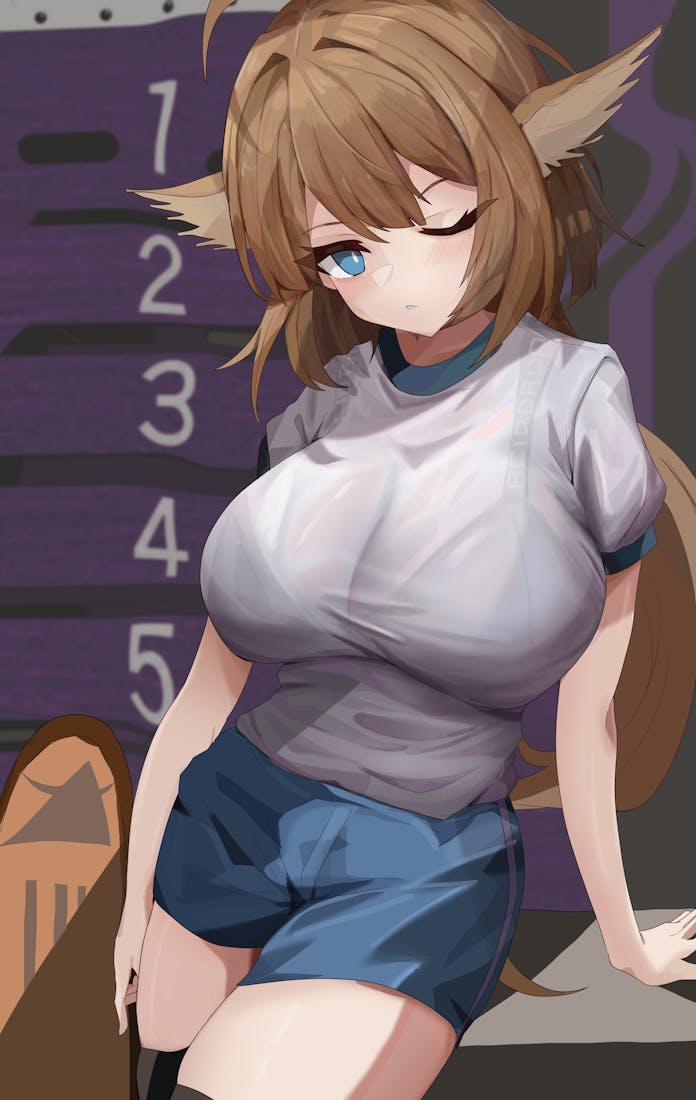 明日方舟、酸糖(明日方舟) 1名女孩 呆毛 兽耳 作者名 鸟耳