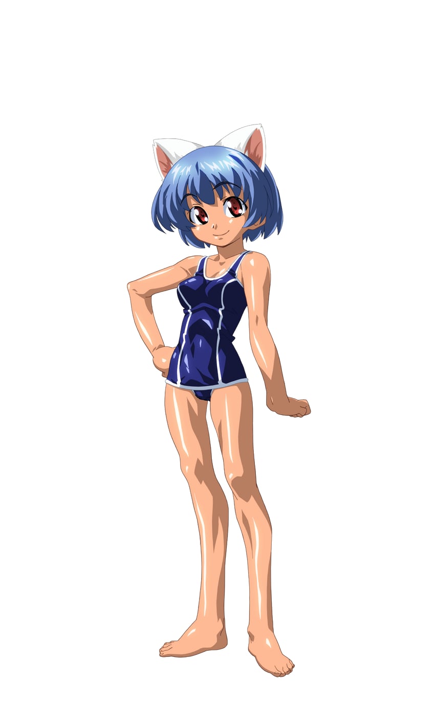 魔法玉、芽衣 (魔法少女☆太郎) 1名女孩 兽耳 赛璐珞上色 赤脚 蓝发