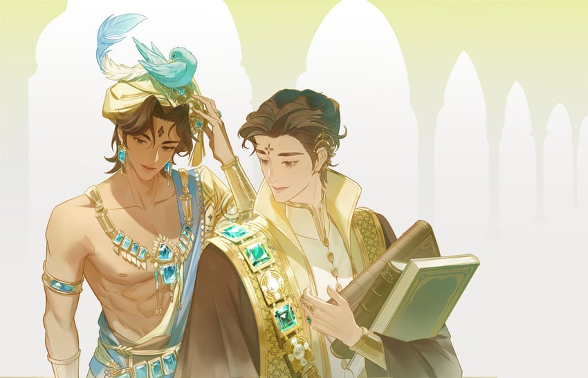 苏丹的游戏、阿茹 (苏丹的游戏)、nawfal (sultan's game) 2个男孩 书 闭嘴 耳环 脸部印记