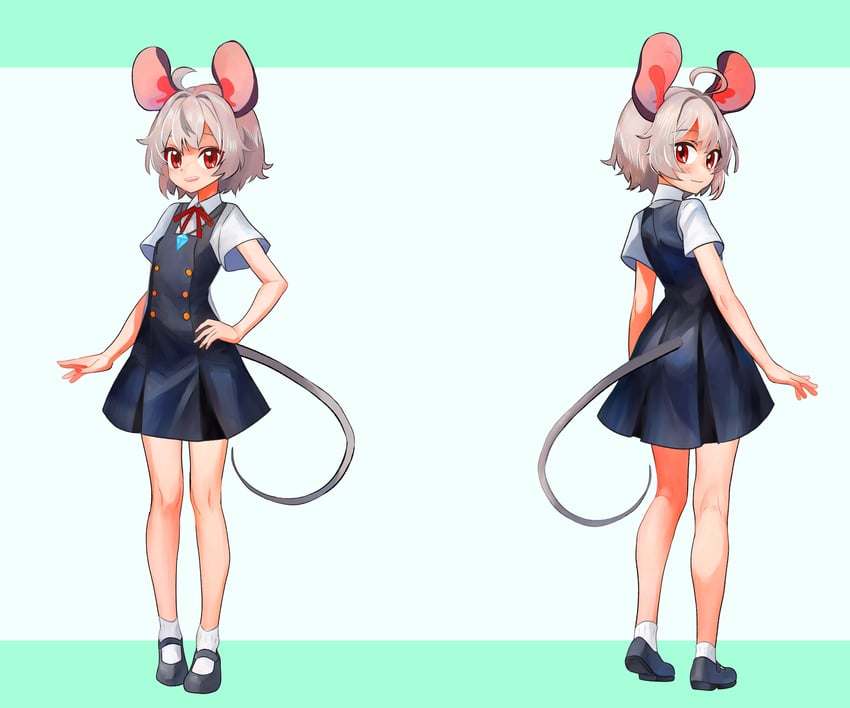 东方Project、纳兹琳 1名女孩 呆毛 替换服装 兽耳 屁股